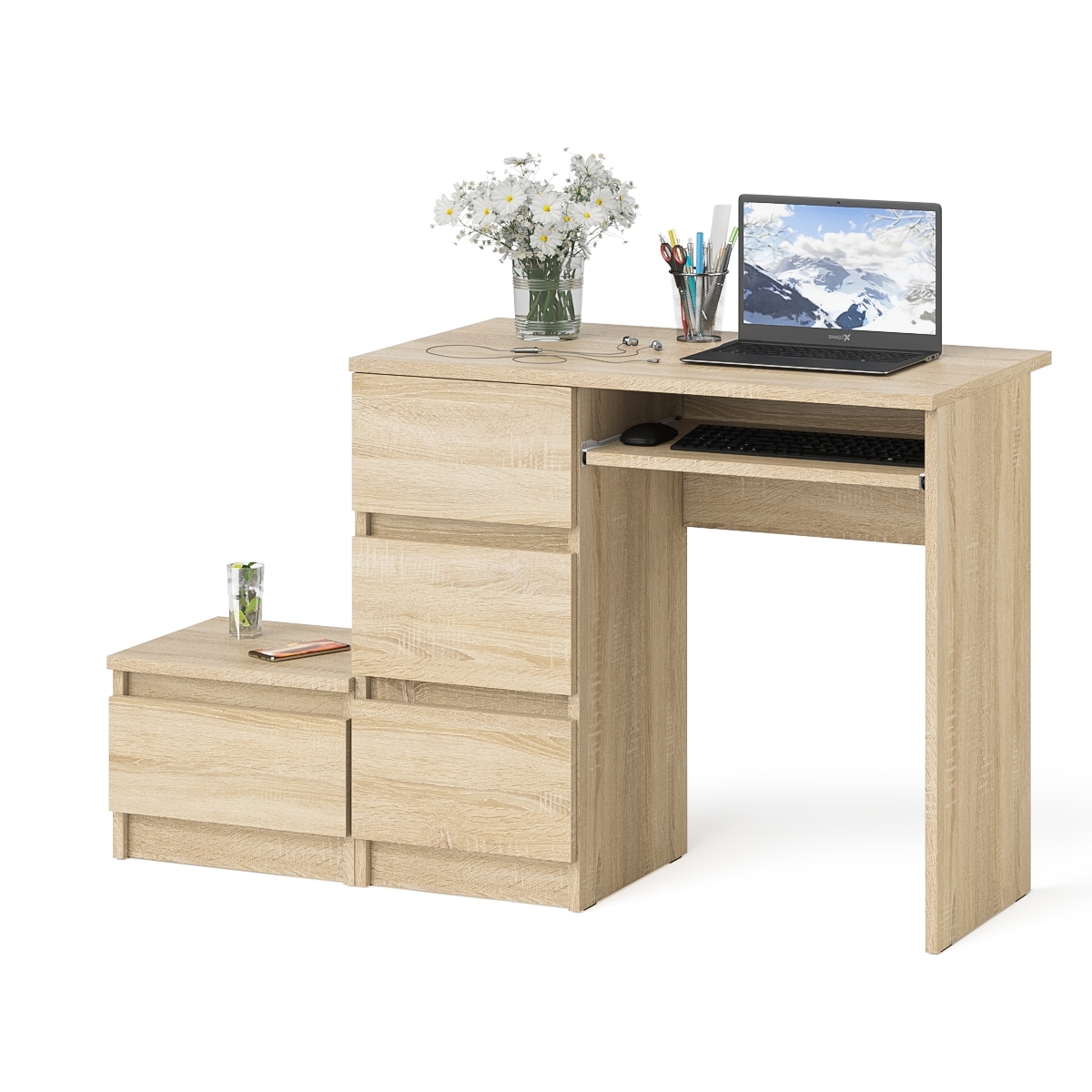 Изображение товара Игровой компьютерный стол Свк Мори МС-6 левый 130.4x76.6x50 см ЛДСП цвет дуб сонома