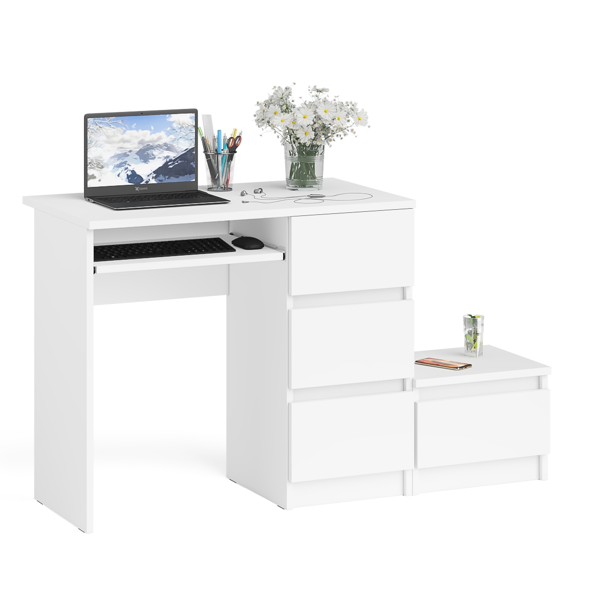 Изображение товара Игровой компьютерный стол Свк Мори МС-6 правый 130.4x76.6x50 см ЛДСП цвет белый