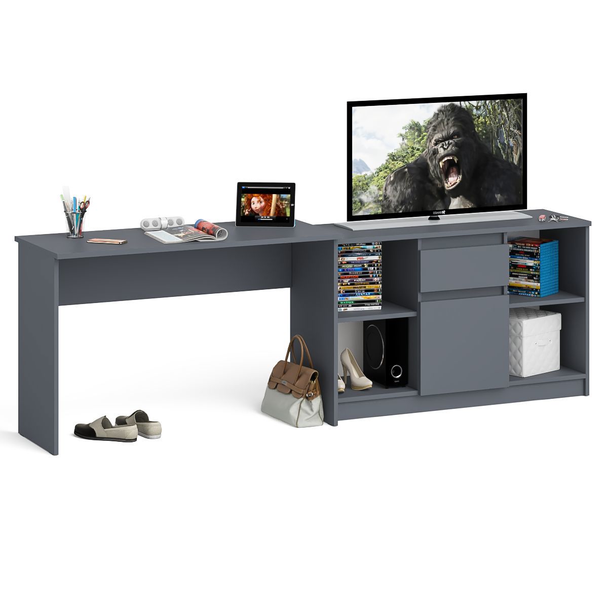 Изображение товара Стол письменный Свк Мори 240.8x76.6x50 см ЛДСП цвет графит 1026702K