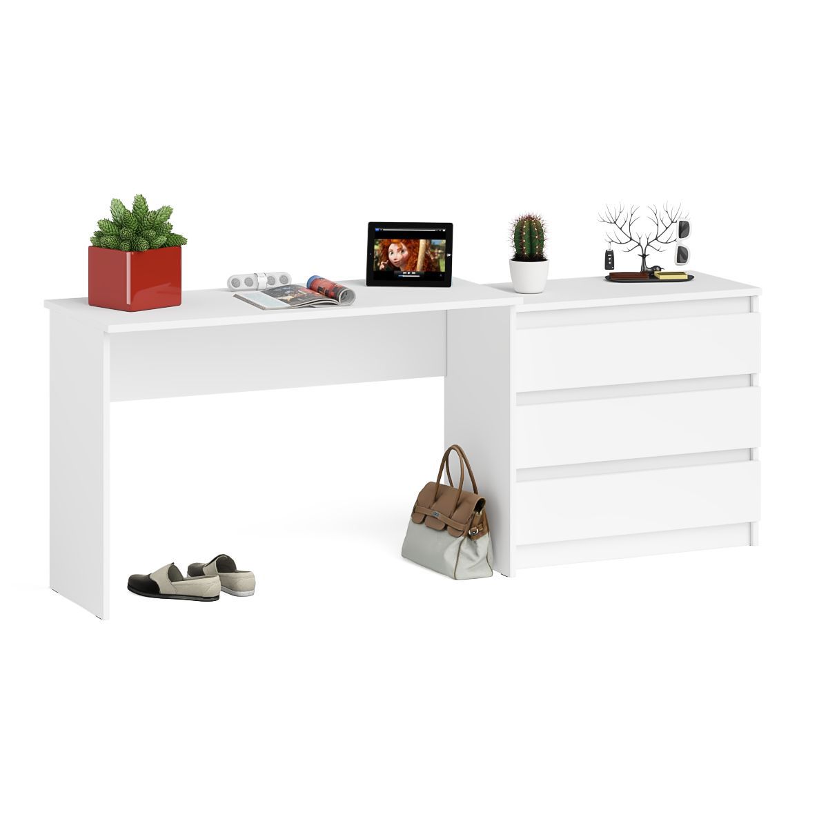 Изображение товара Письменный стол СВК Мори МСП1200.1+МК800.1 Белый с комодом