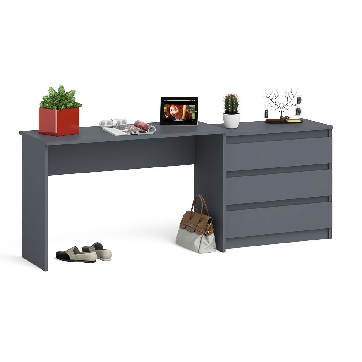 Изображение товара Стол письменный Свк Мори 200.8x76.6x50 см ЛДСП цвет графит