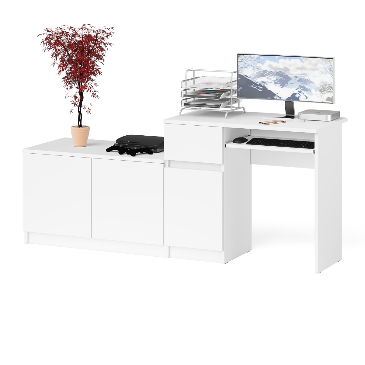 Изображение товара Игровой компьютерный стол Свк Мори МС-1 левый 180.4x76.6x50.4 см ЛДСП цвет белый