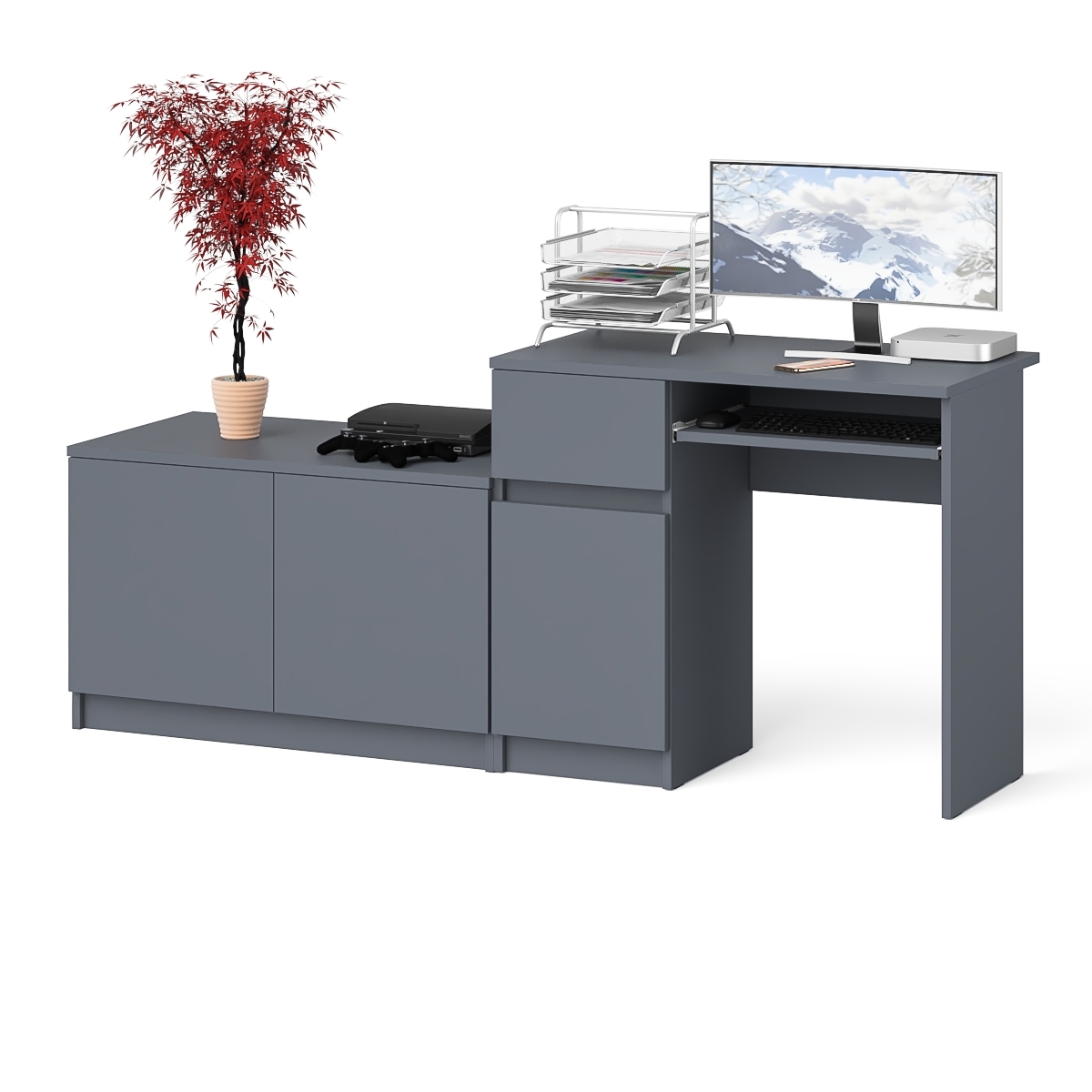 Изображение товара Игровой компьютерный стол Свк Мори МС-1 левый 180.4x76.6x50.4 см ЛДСП цвет графит Изображение товара Игровой компьютерный стол Свк Мори МС-1 левый 180.4x76.6x50.4 см ЛДСП цвет графит