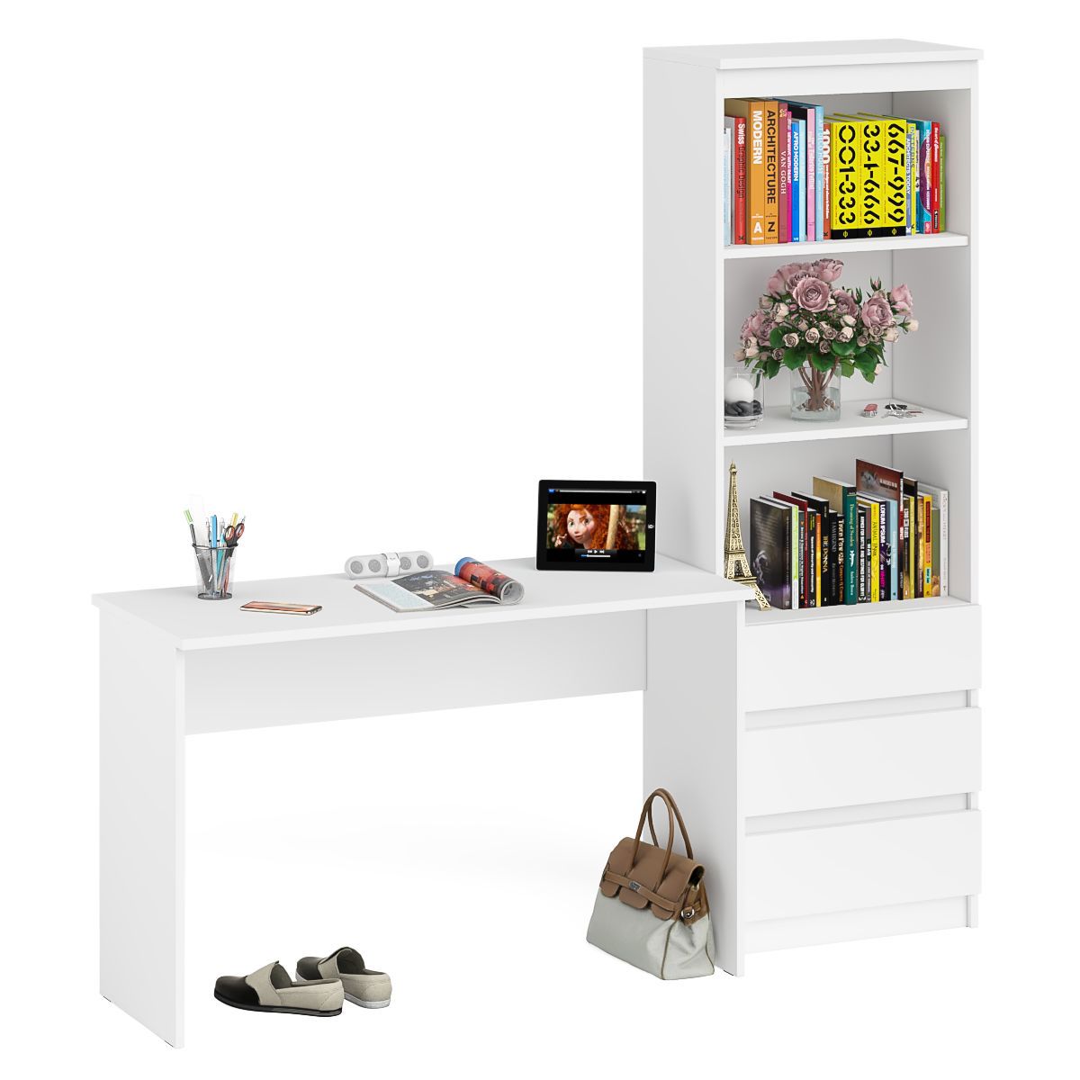 Изображение товара Стол письменный Свк Мори 180.8x179.6x50 см ЛДСП цвет белый