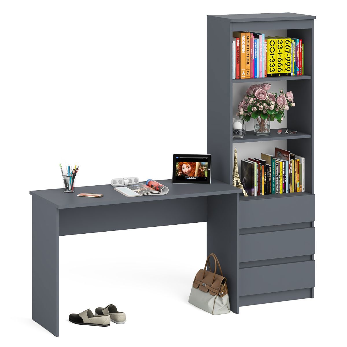 Изображение товара Стол письменный Свк Мори 180.8x179.6x50 см ЛДСП цвет графит