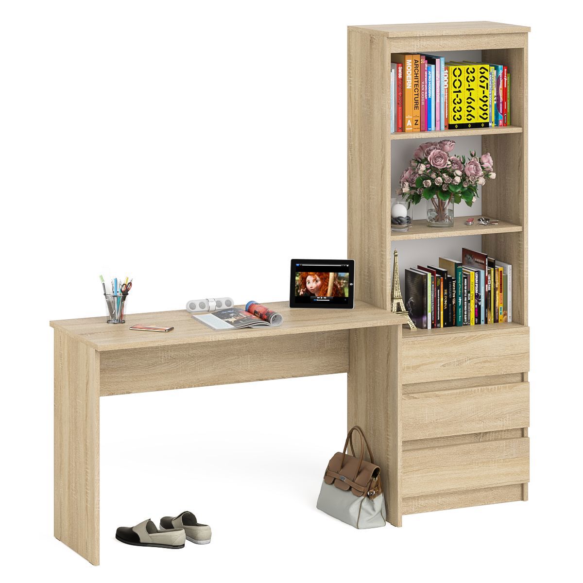 Изображение товара Стол письменный Свк Мори 180.8x179.6x50 см ЛДСП цвет дуб сонома