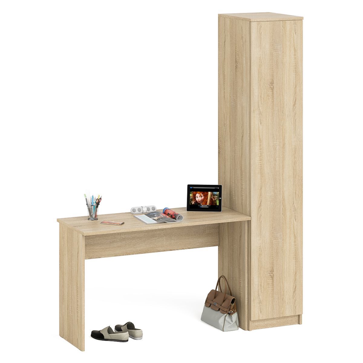 Изображение товара Стол письменный Свк Мори 160.8x209.6x50.4 см ЛДСП цвет дуб сонома