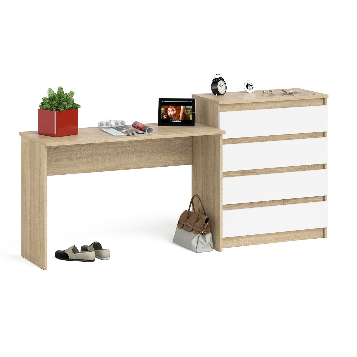 Изображение товара Стол письменный Свк Мори 200.8x94x50 см ЛДСП цвет дуб сонома/белый