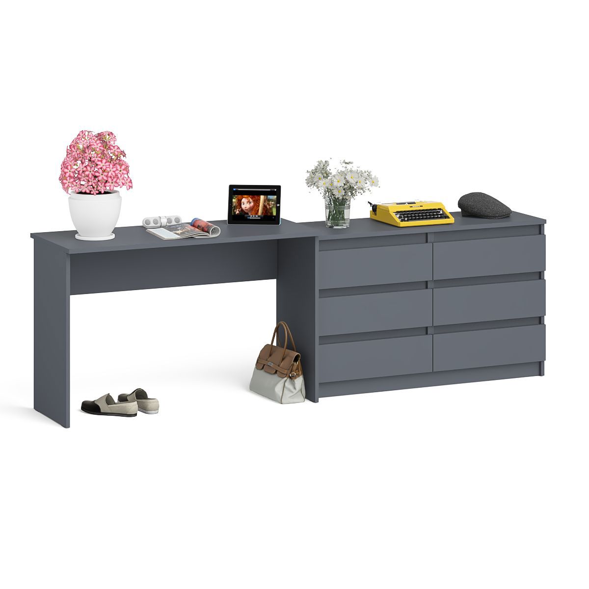 Изображение товара Стол письменный Свк Мори 240.8x76.6x50 см ЛДСП цвет графит 1026422K