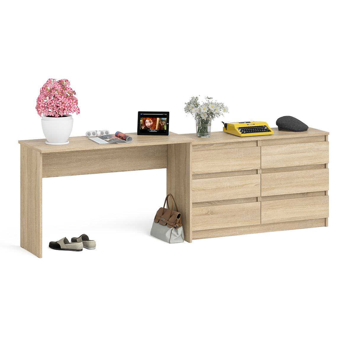 Изображение товара Стол письменный Свк Мори 240.8x76.6x50 см ЛДСП цвет дуб сонома