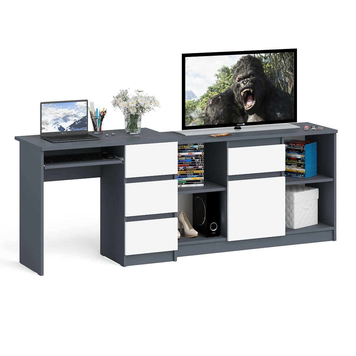 Изображение товара Стол компьютерный СВК Мори МС-6П+МТВ1204.1 правый с тумбой