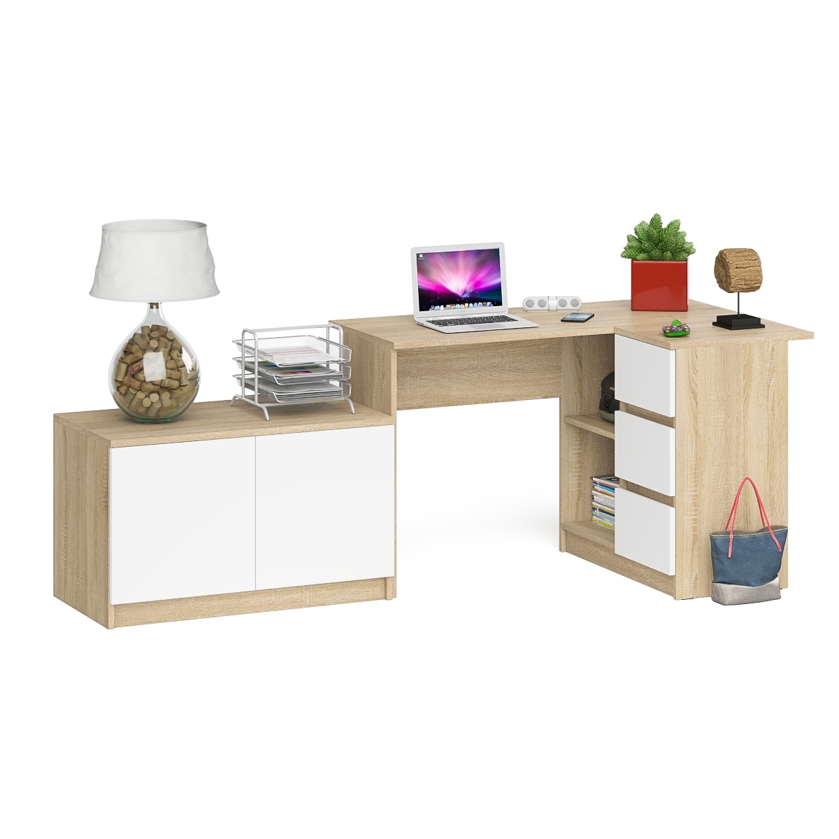 Изображение товара Компьютерный стол СВК Мори МС-16П+МА900.1 правый дуб сонома/белый