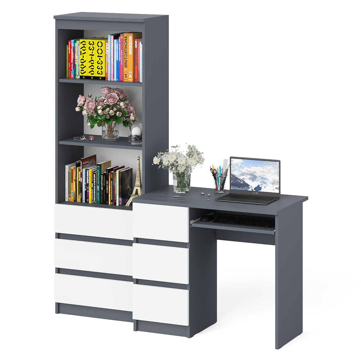 Изображение товара Стол компьютерный СВК Мори МС-6Л+МСТ600.3 с тумбой слева