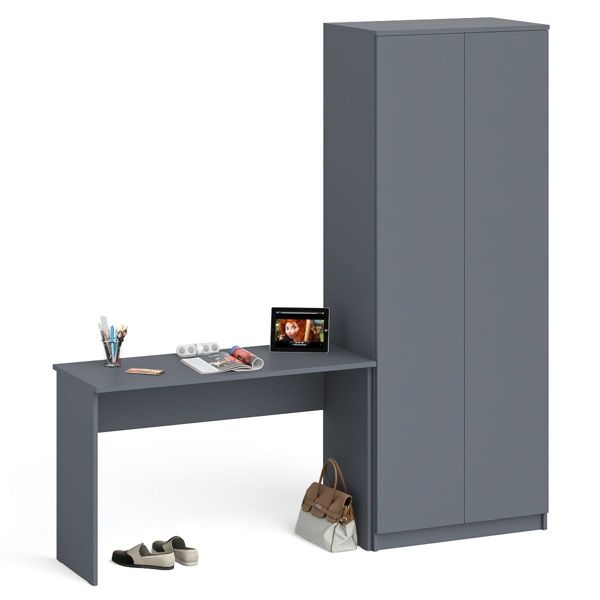 Изображение товара Стол письменный Свк Мори 200.8x209.6x50.4 см ЛДСП цвет графит