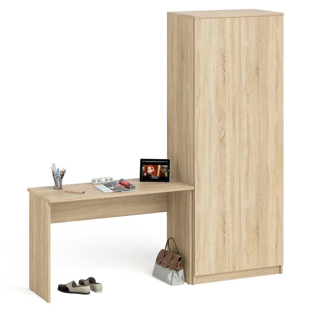 Изображение товара Стол письменный Свк Мори 200.8x209.6x50.4 см ЛДСП цвет дуб сонома