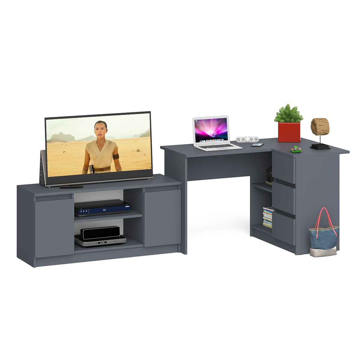 Изображение товара Стол компьютерный Мори СВК МС-16П+МТВ1200.1 графит