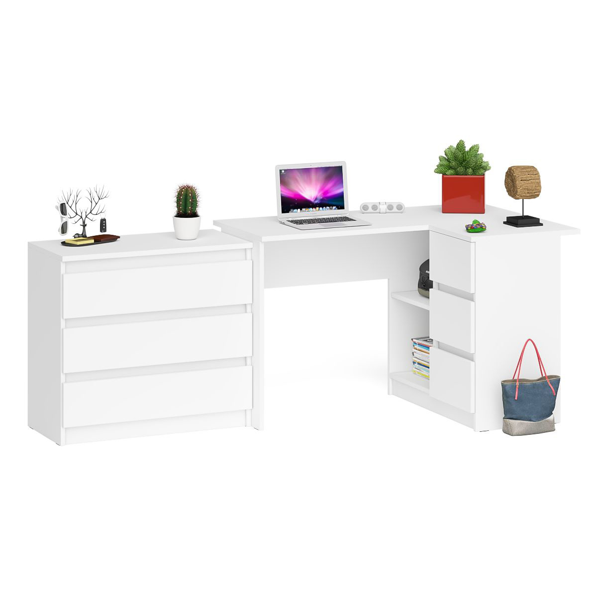 Изображение товара Стол компьютерный Мори МС-16П+МК800.1 правый белый