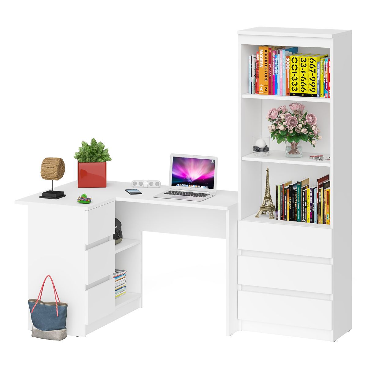 Изображение товара Стол компьютерный МС-16Л+МСТ600.3 от СВК — белый ЛДСП 16 мм