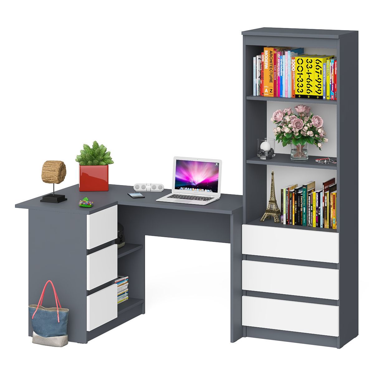 Изображение товара Стеллаж-комод СВК Мори МСТ600 + МС-16Л левый стол