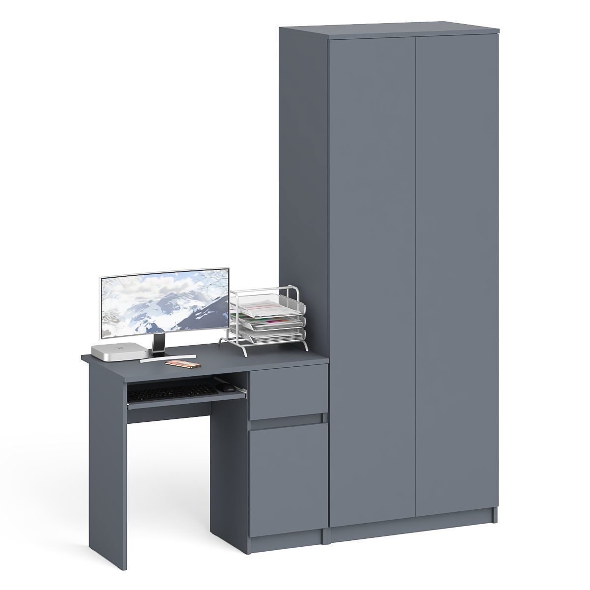 Изображение товара Компьютерный стол СвК Мори МС-1П+МШ800.1 с двумя дверьми и выдвижной панелью