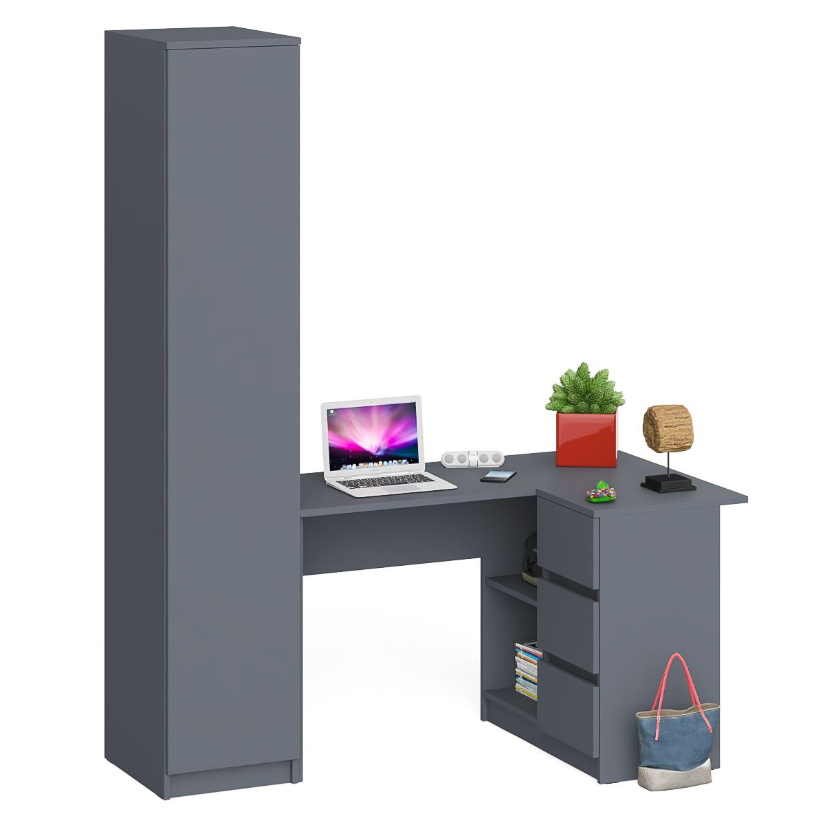 Изображение товара Угловой компьютерный стол Мори СВК МС-16П+МШ400.1 графит