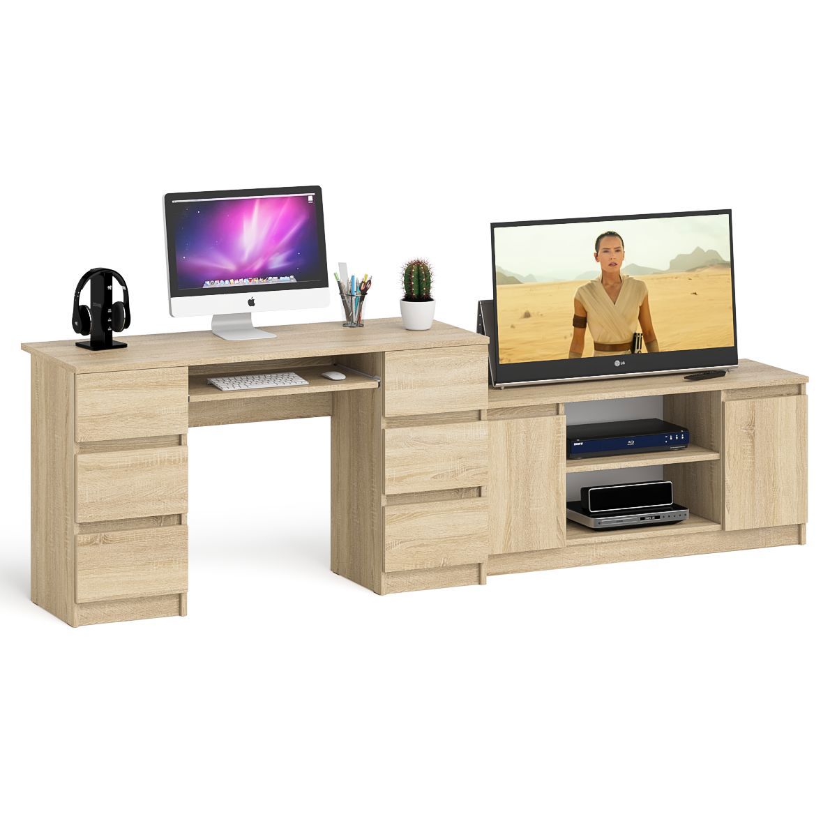 Изображение товара Стол компьютерный СВК Мори МС-2 с тумбой (255,8x50x76,6 см) МС-16Л+МК800.4