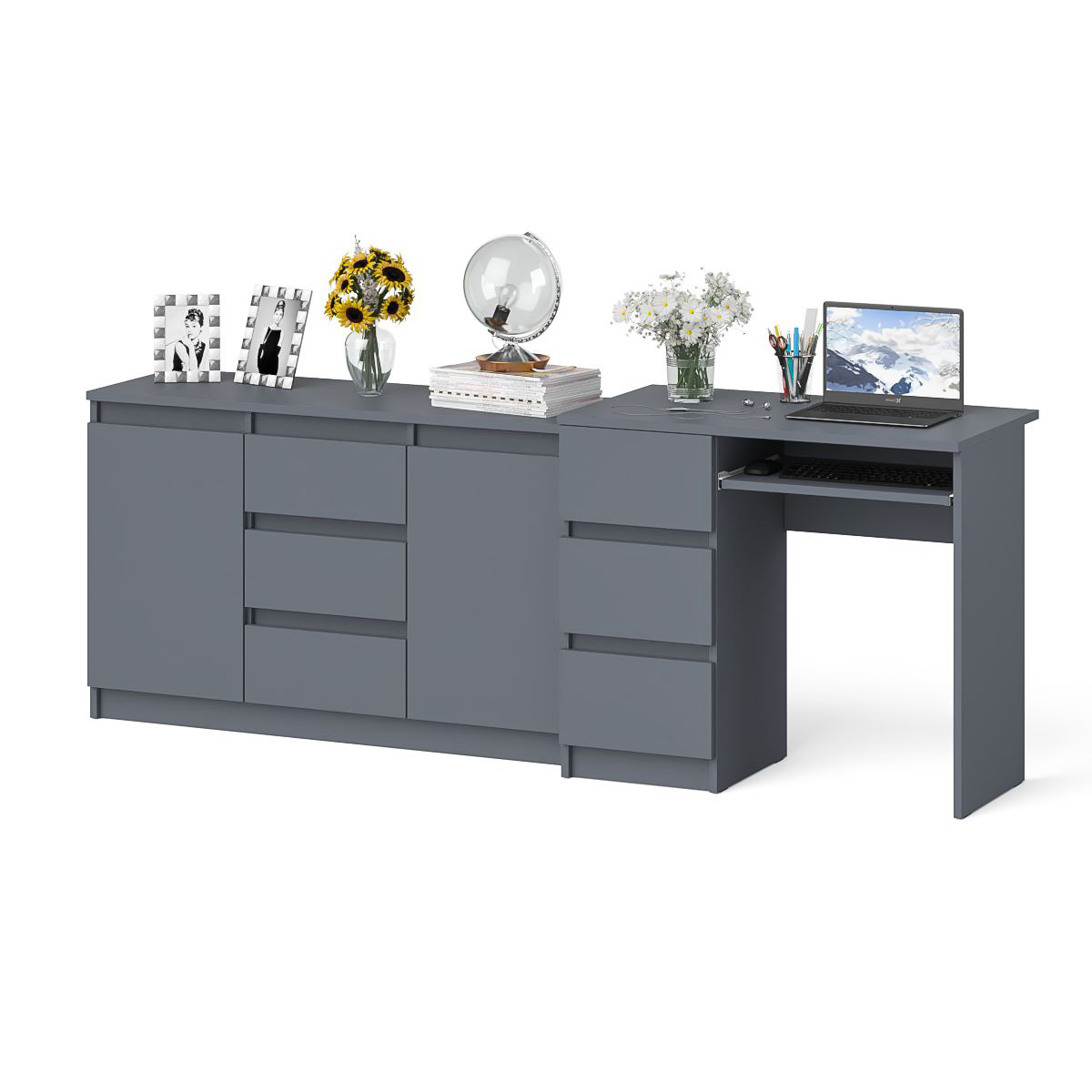 Изображение товара Стол компьютерный СВК Мори МС-6Л+МК1200.3 с тумбой-комодом