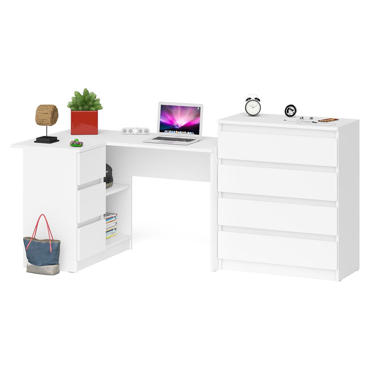 Изображение товара Стол компьютерный Мори МС-16Л+МК800.4 белый