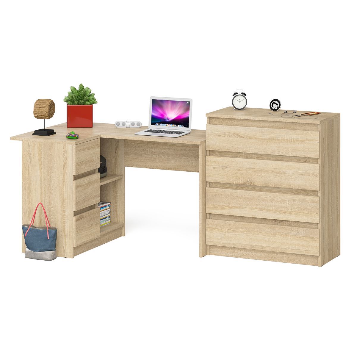 Изображение товара Стол компьютерный Мори МС-16 Левый + MK800.4, дуб сонома, угловой со шкафом