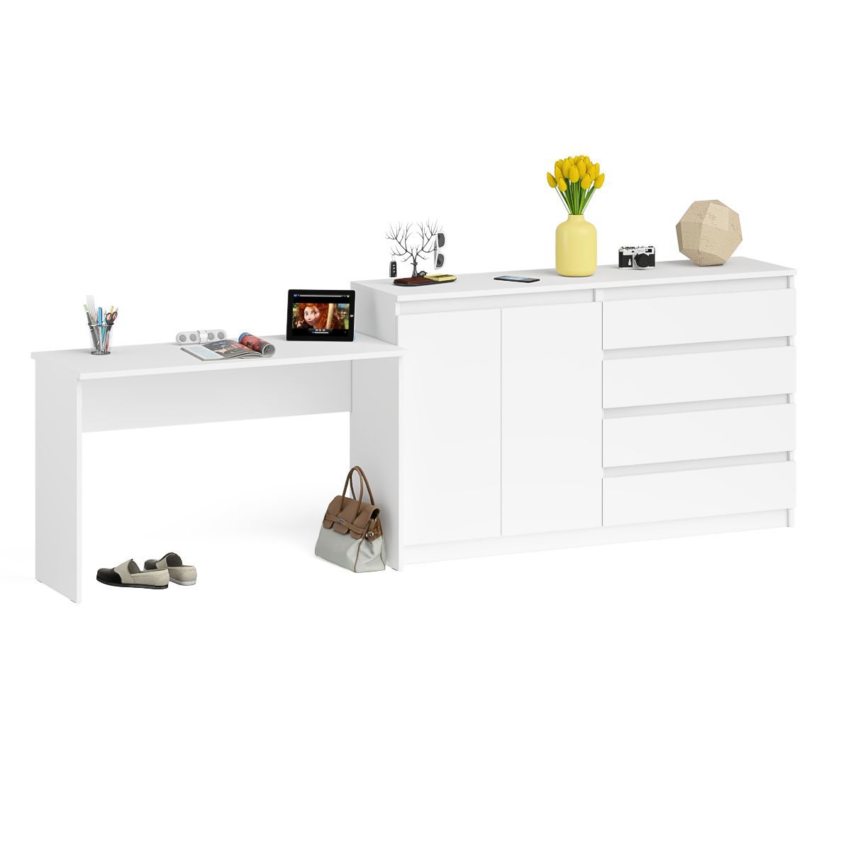 Изображение товара Стол письменный Свк Мори 280.8x94x50 см ЛДСП цвет белый