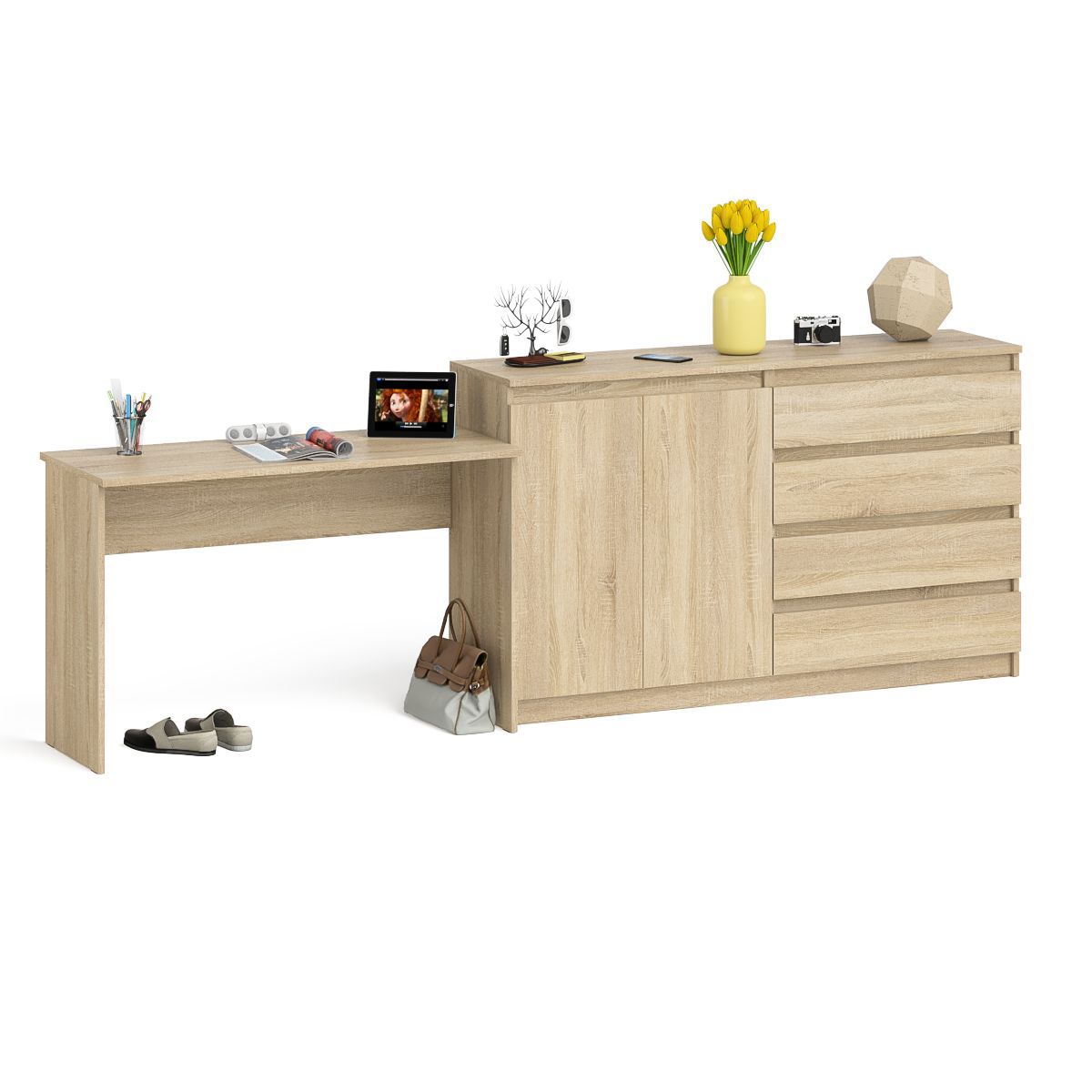 Изображение товара Стол письменный Свк Мори 280.8x94x50 см ЛДСП цвет дуб сонома