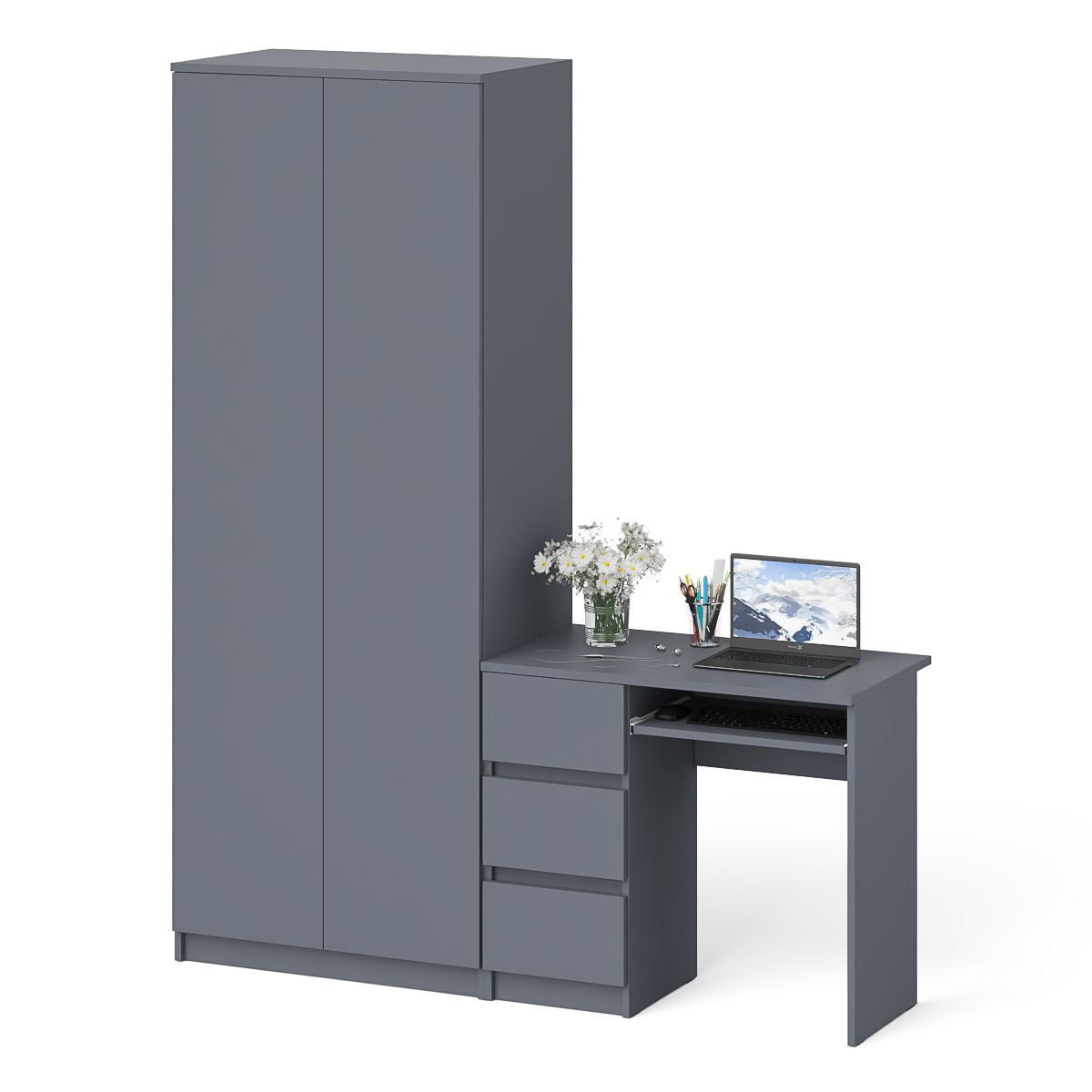 Изображение товара Стол компьютерный Мори СВК МС-6Л+МШ800.1 — графитовый комплект