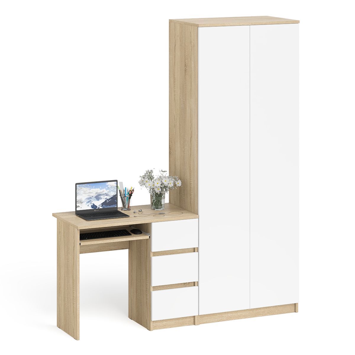 Изображение товара Стол компьютерный Свк Мори МС-6 правый 170.4x209.6x50.4 см ЛДСП цвет дуб сонома/белый Изображение товара Стол компьютерный Свк Мори МС-6 правый 170.4x209.6x50.4 см ЛДСП цвет дуб сонома/белый