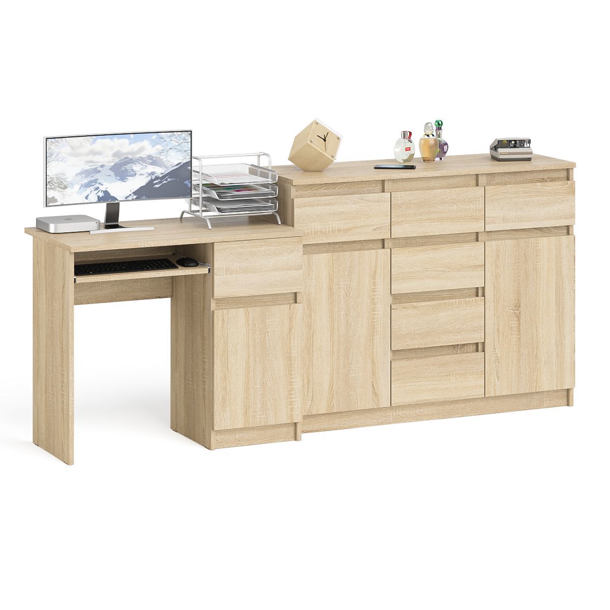 Изображение товара Стол компьютерный Свк Мори МС-1П 210.4x94x50 см ЛДСП цвет дуб сонома 1026552K Изображение товара Стол компьютерный Свк Мори МС-1П 210.4x94x50 см ЛДСП цвет дуб сонома 1026552K