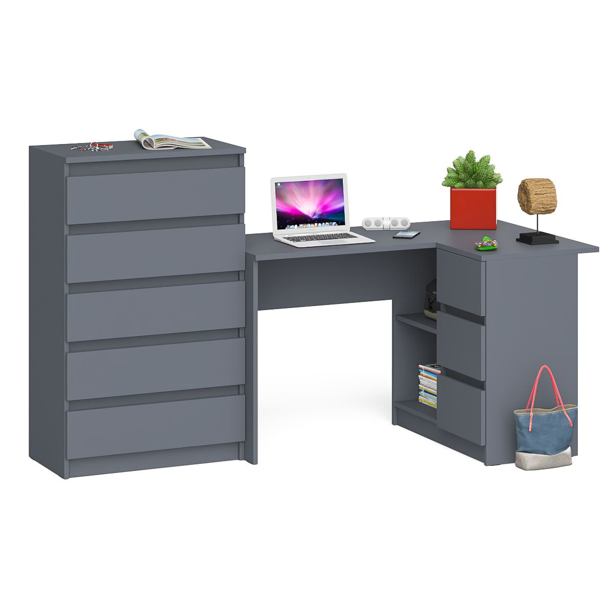 Изображение товара Стол компьютерный СвК Мори МС-16П+МК700.5 графит