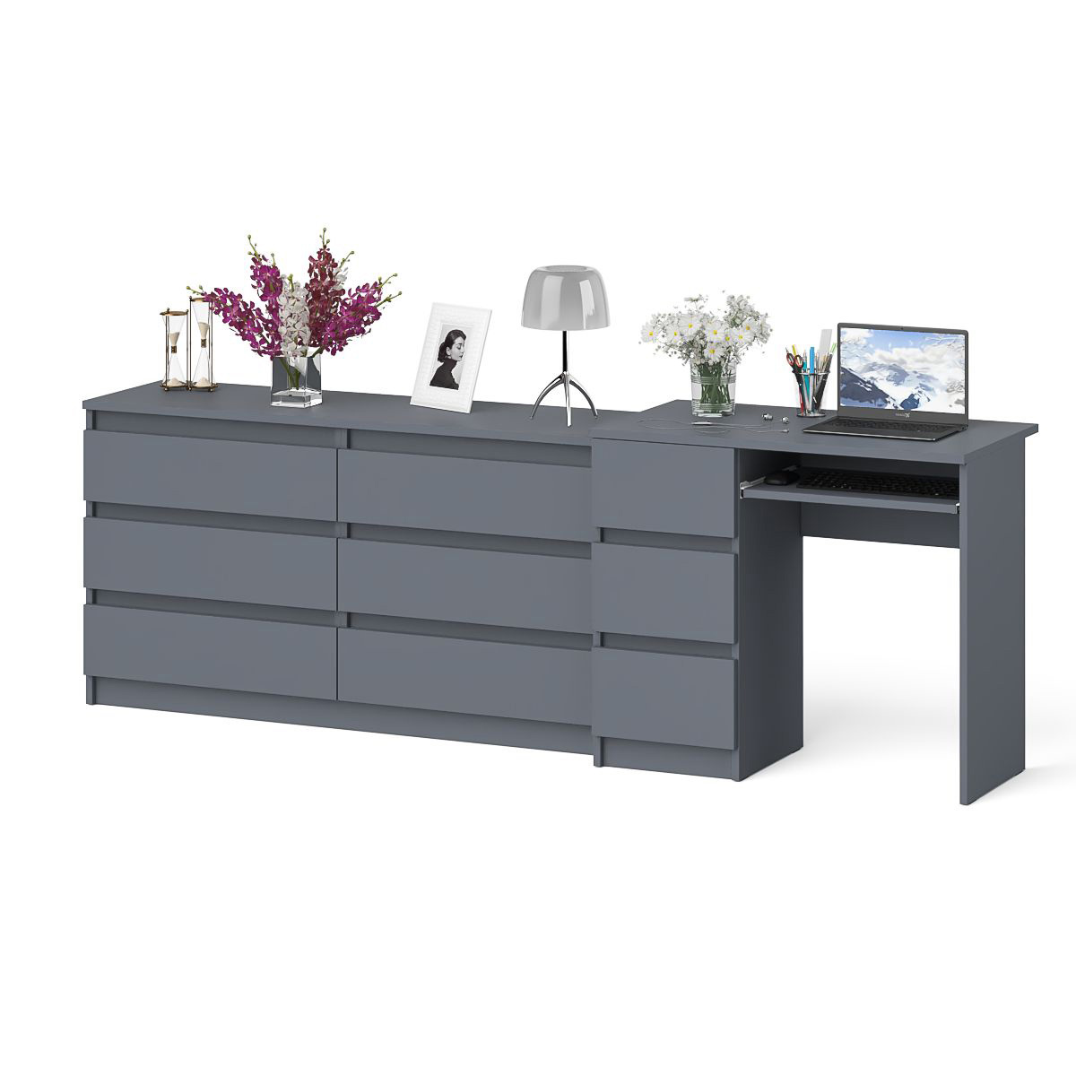 Изображение товара Стол компьютерный Свк Мори МС-6Л 228x76.6x50 см ЛДСП цвет графит