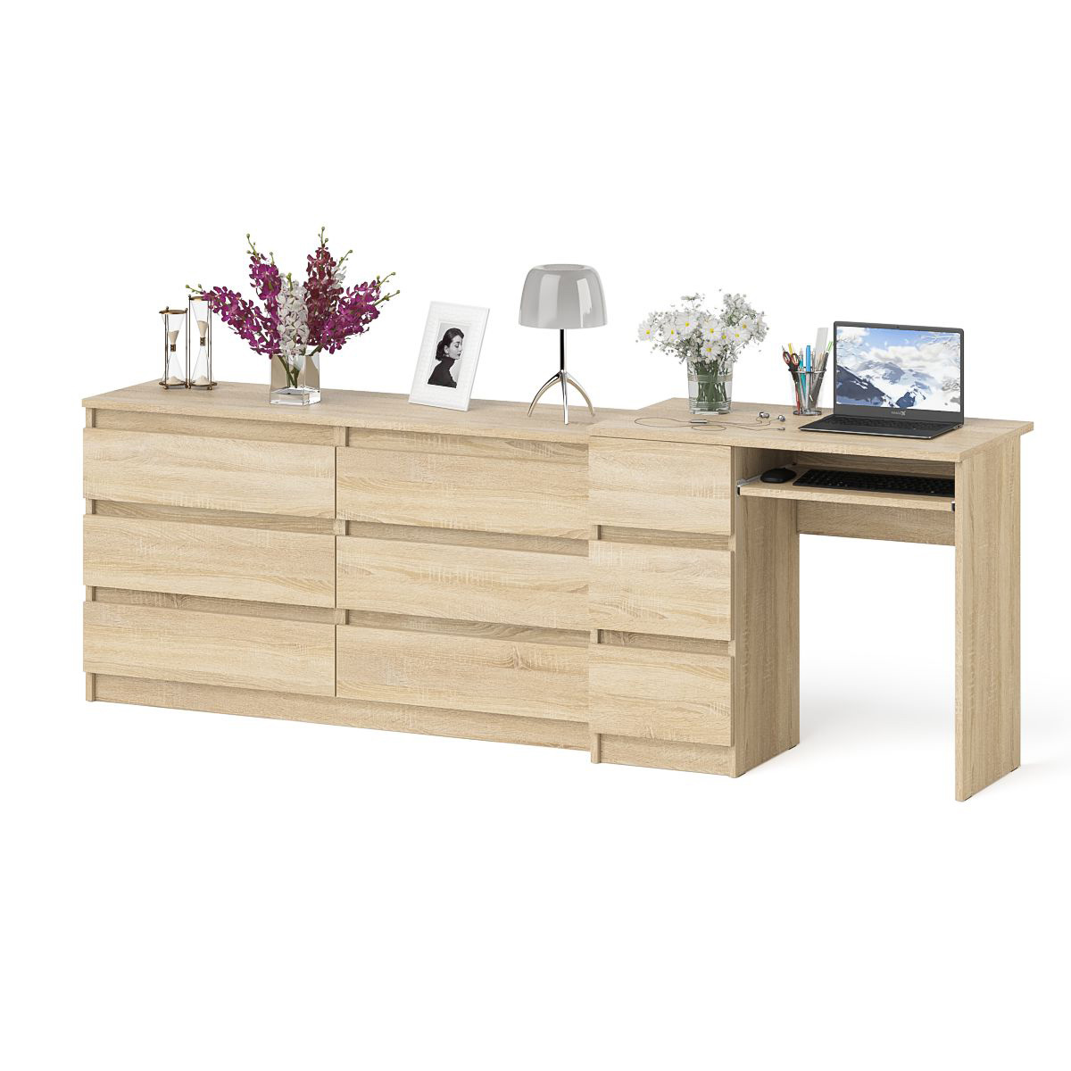 Изображение товара Стол компьютерный Свк Мори МС-6Л 228x76.6x50 см ЛДСП цвет дуб сонома