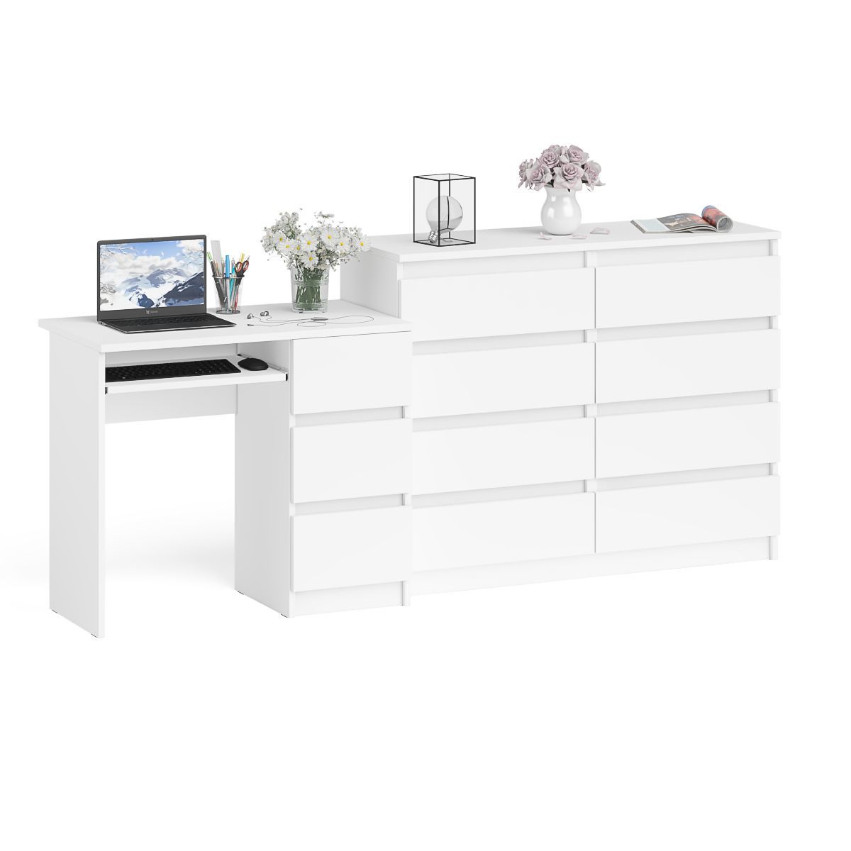 Изображение товара Стол компьютерный Свк Мори МС-6П 210.4x94x50 см белый