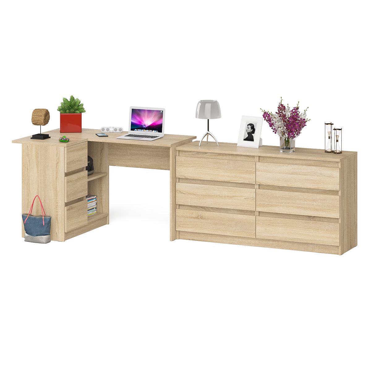 Изображение товара Стол компьютерный Свк Мори МС-16Л 262.4x76.6x84.9 см ЛДСП цвет дуб сонома