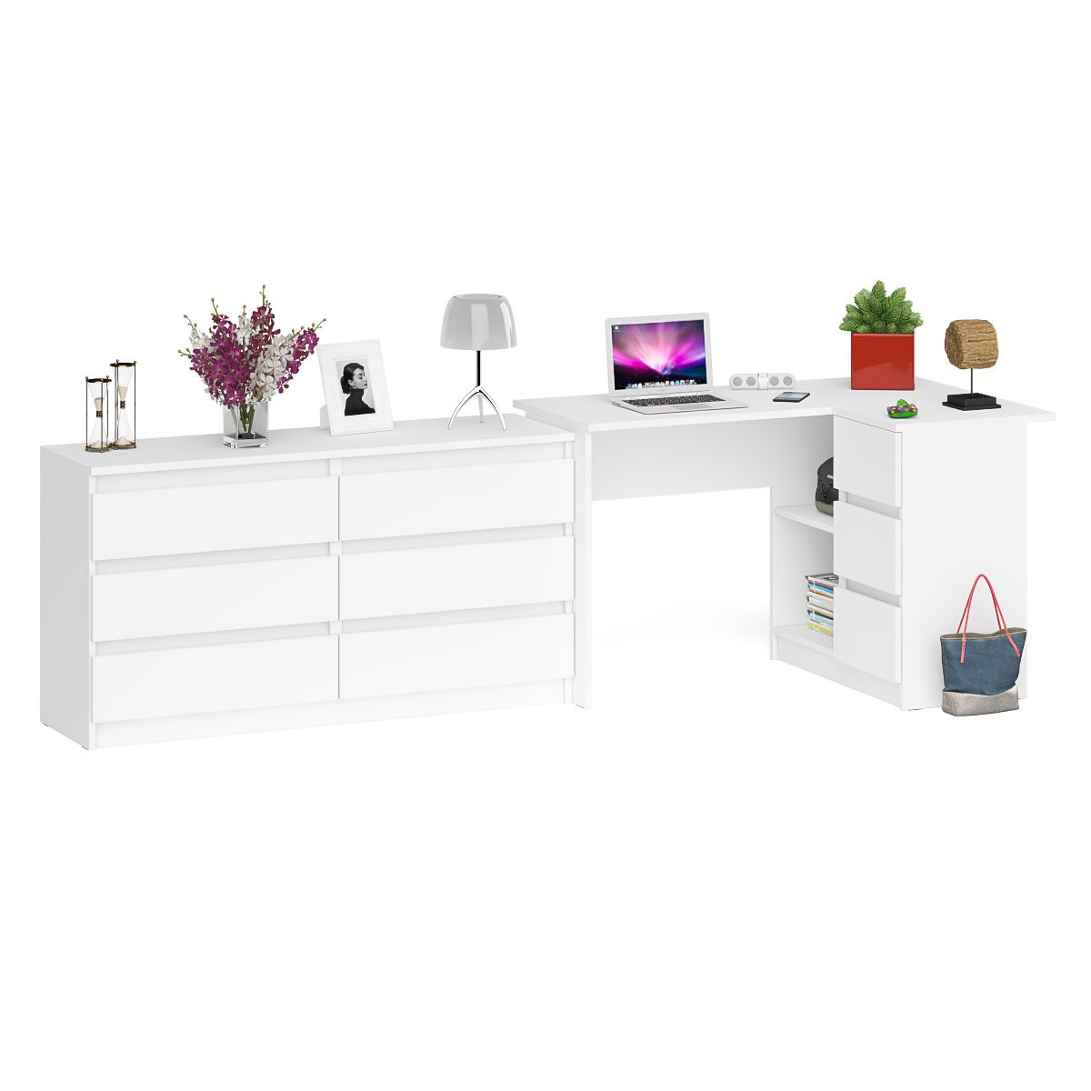 Изображение товара Стол компьютерный СВК Мори МС-16П+МК1380.6 с комодом и тумбой справа