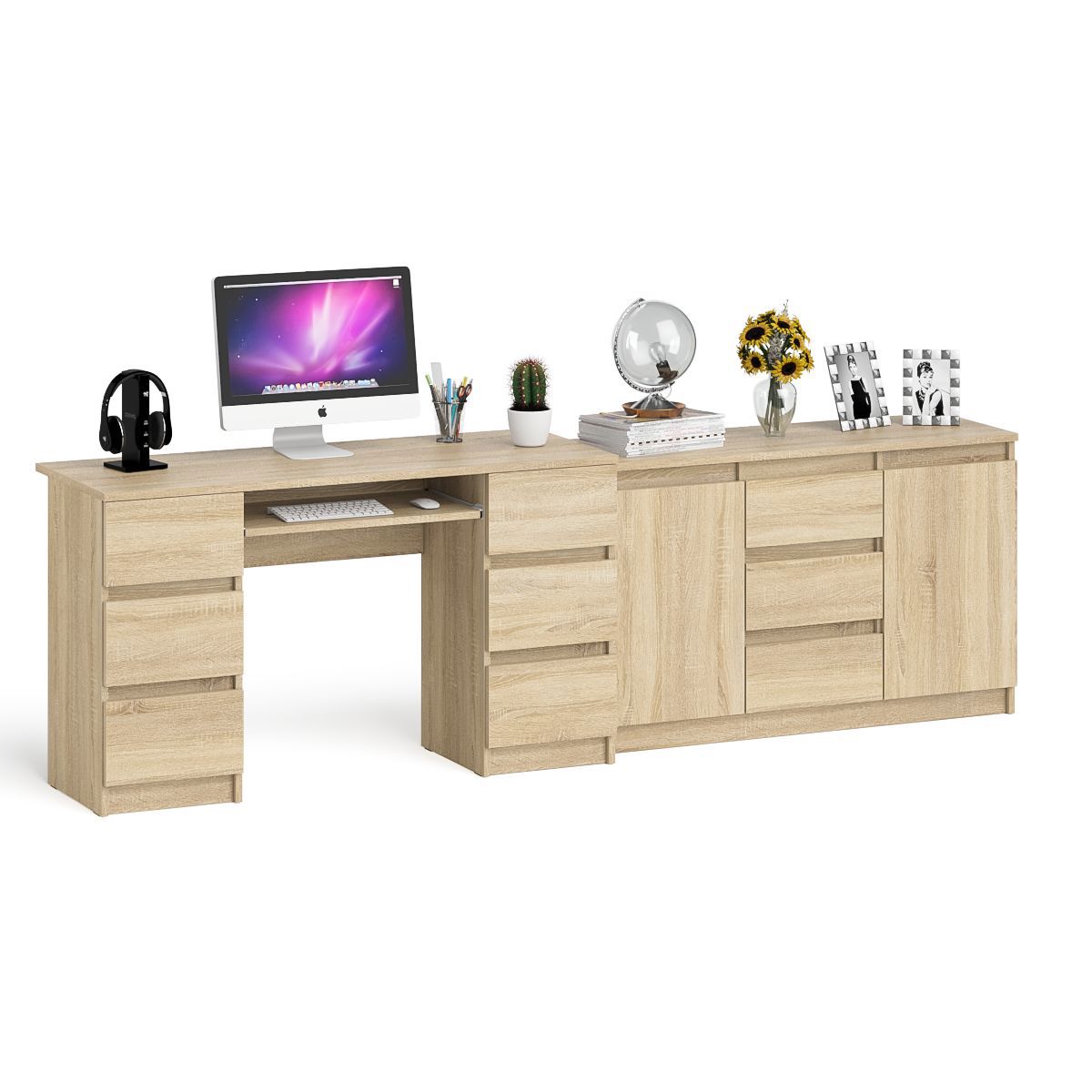 Изображение товара Стол компьютерный СвК Мори МС-2+МК1200.3 дуб сонома