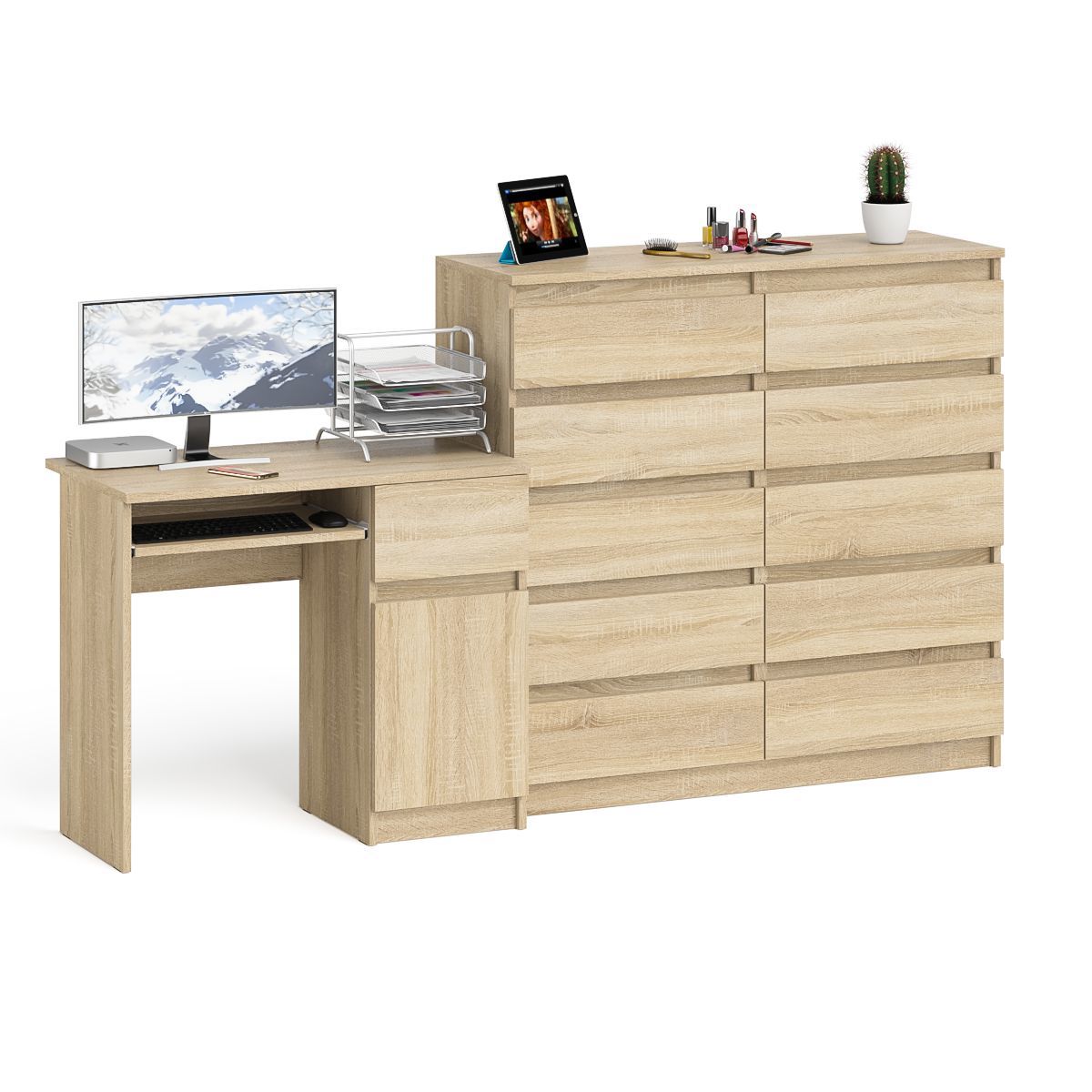 Изображение товара Стол компьютерный Свк Мори МС-1П 210.4x115x50 см ЛДСП цвет белый