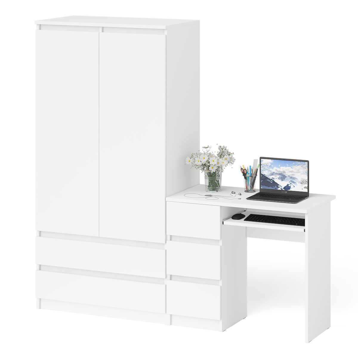 Изображение товара Стол компьютерный Свк Мори МС-6Л  180.4x179.6x50.4 см ЛДСП цвет белый