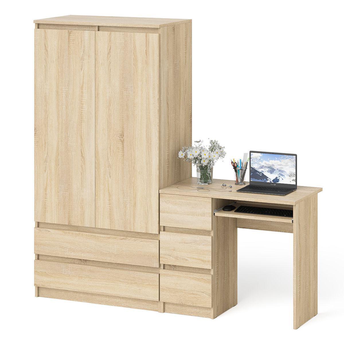 Изображение товара Стол компьютерный СВК МС-6Л+МШ900.1 дуб сонома — мебельный комплект