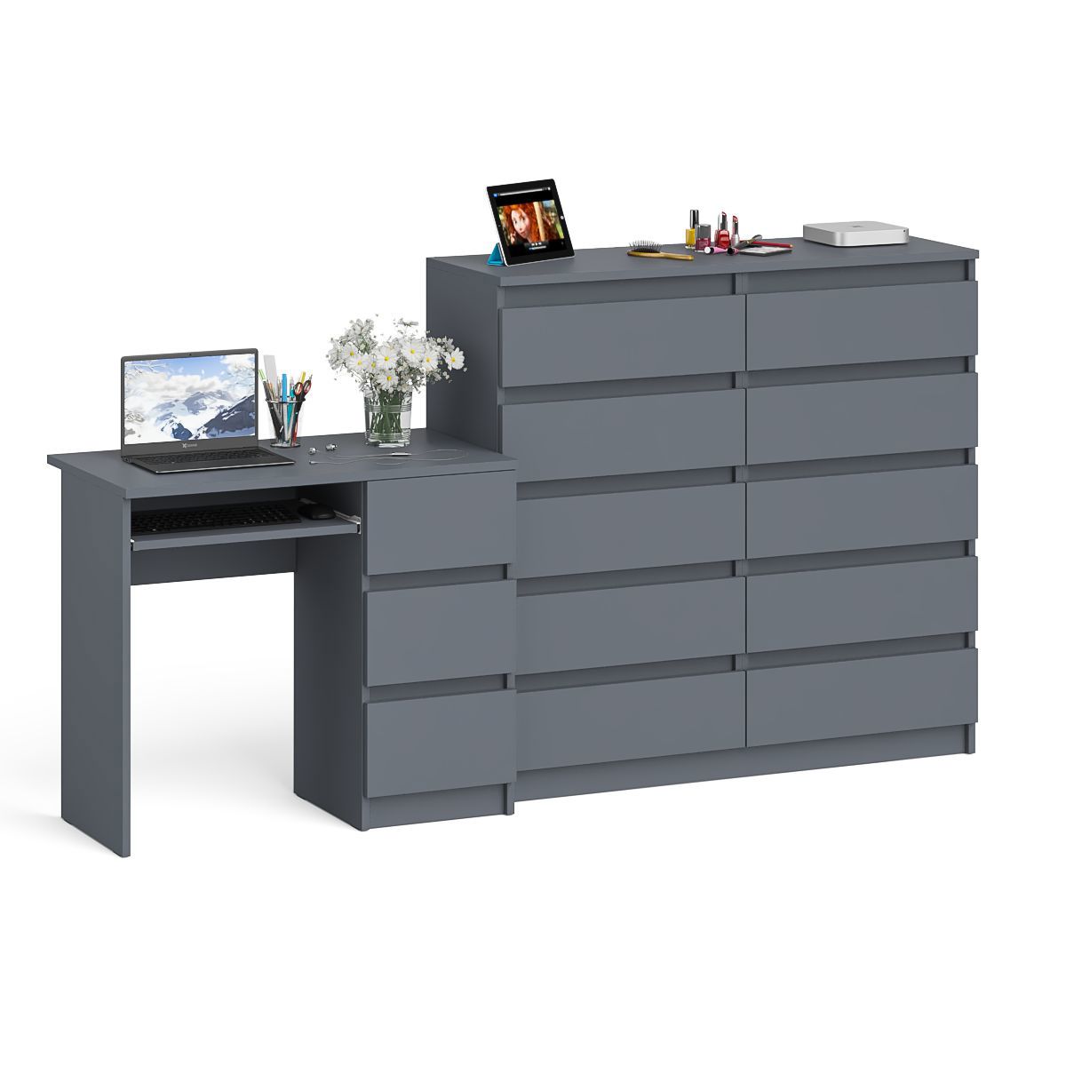 Изображение товара Стол компьютерный СвК Мори правый 210.4x115x50 см графит