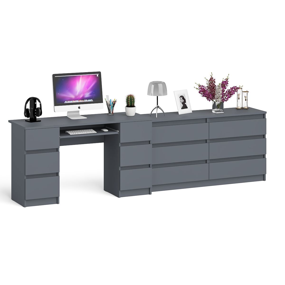 Изображение товара Стол компьютерный Свк Мори МС-2 273.4x76.6x50 см ЛДСП цвет графит