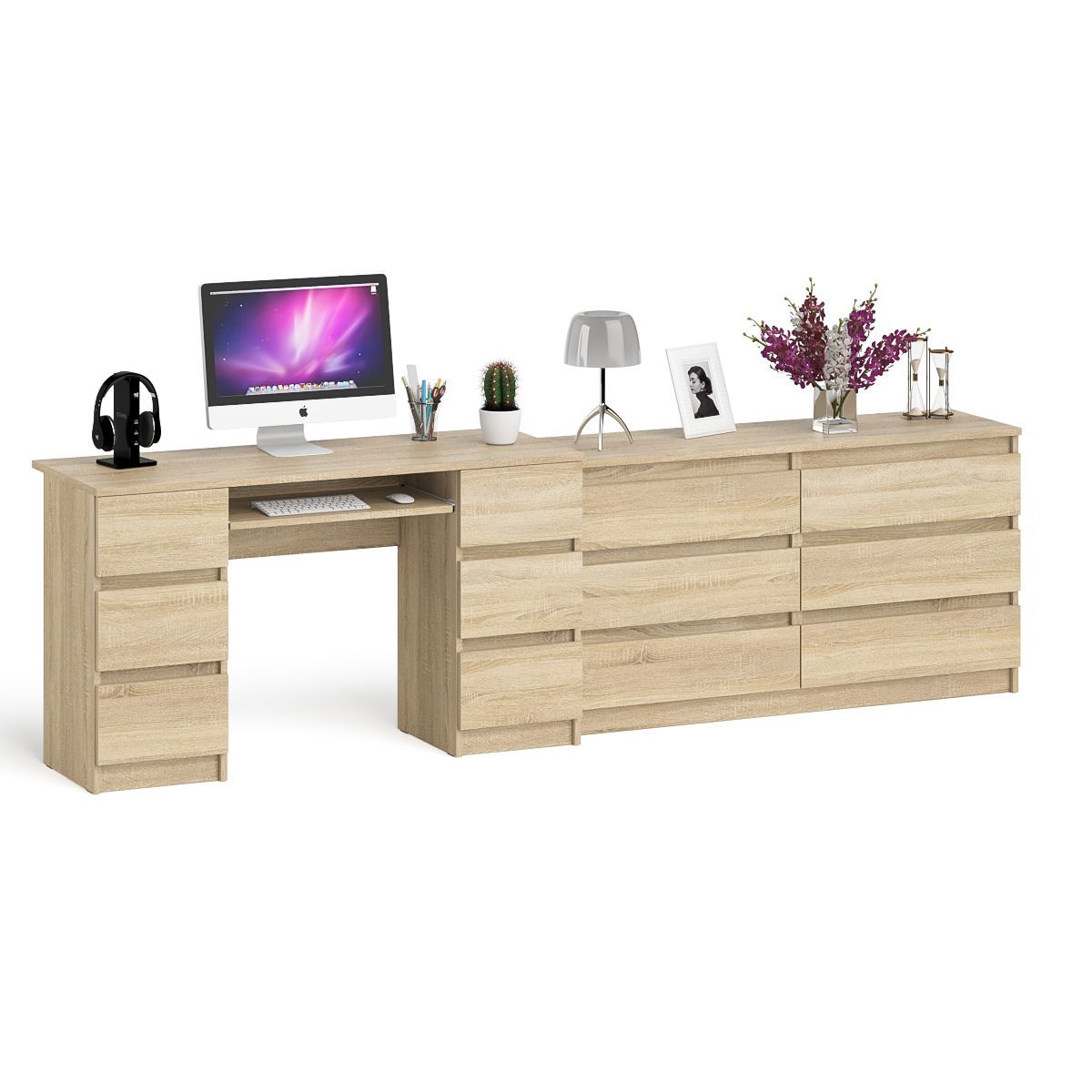 Изображение товара Стол компьютерный Свк Мори МС-2 273.4x76.6x50 см ЛДСП цвет дуб сонома