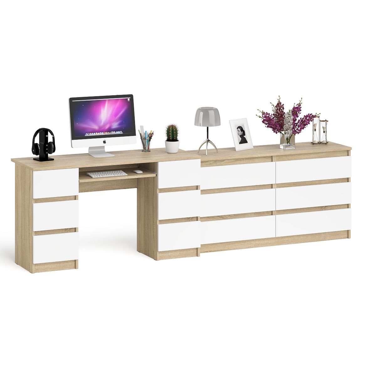 Изображение товара Стол компьютерный СВК МС-2+МК1380.6 с шестью ящиками и комодом