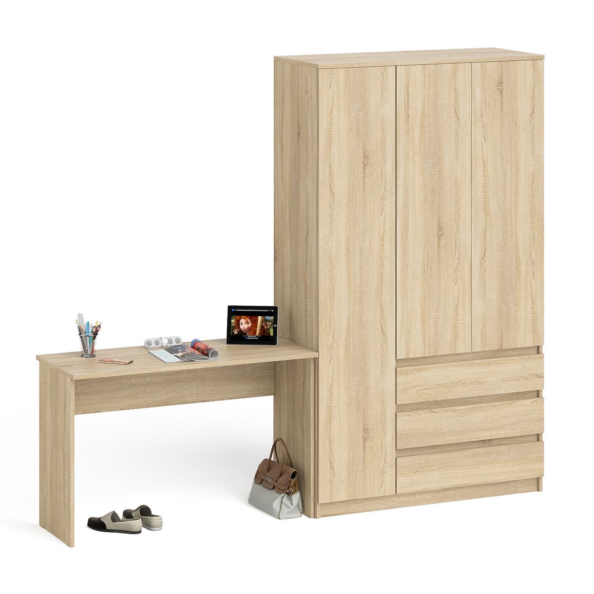 Изображение товара Стол письменный Свк Мори 240.8x209.6x50.4 см ЛДСП цвет сонома