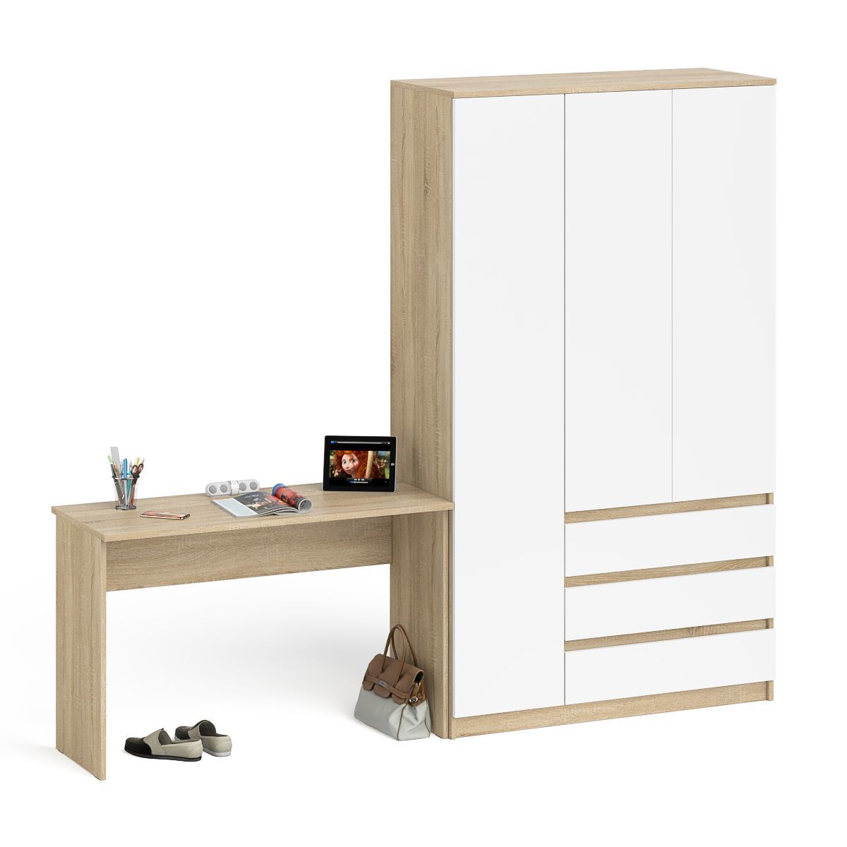 Изображение товара Стол письменный Свк Мори МС-2 240.8x209.6x50.4 см ЛДСП цвет белый